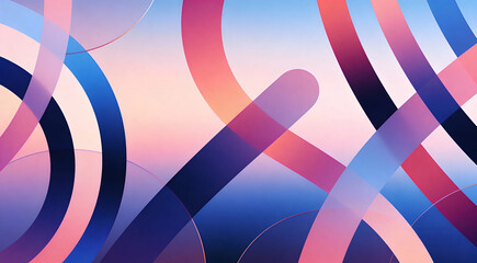 Abstract Colorful Gradient Curves Intertwining on Blue and Pink Background