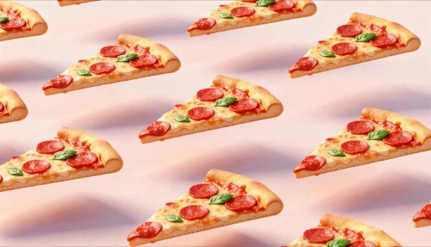 floating 3d pizza slices pattern perfect for international pizza day