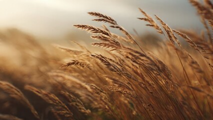 Obraz premium Golden Wheat Field in Warm Sunlight