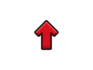 A red arrow pointing upwards on a white background
