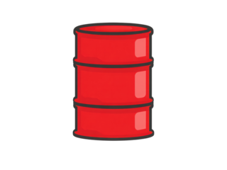 A red barrel with a white background