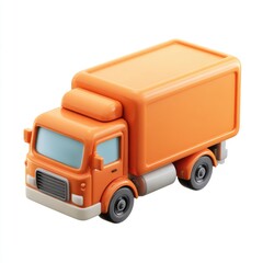 Orange box truck isolated on white background