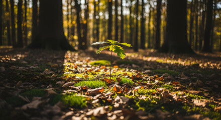 Young Plant Growing in Forest.