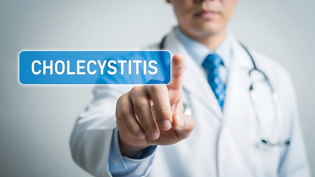 Doctor pointing at the word cholecystitis on a digital screen medical healthcare