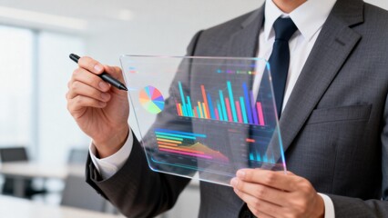 Businessman analyzing digital charts