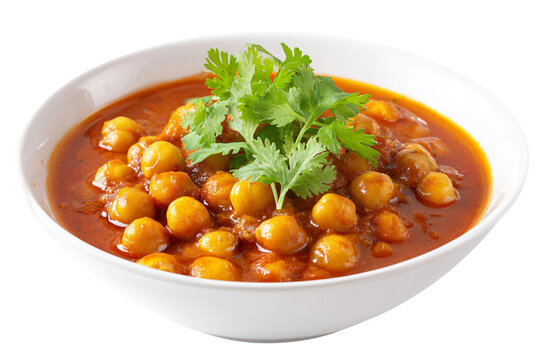 Chole chickpea curry tangy tomato gravy isolated on transparent background
