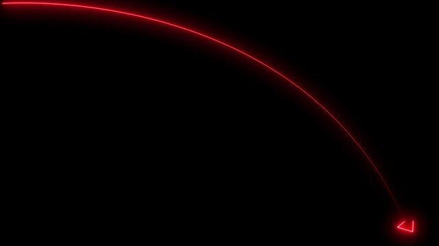 Neon red arrow growth down icon on background. business graph animation arrow symbol concept.