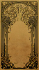 Art nouveau style background with elegant organic lines and centered empty copy space