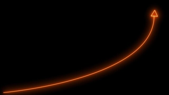 Neon business growth arrow animation. abstract business down to up arrow animation. 