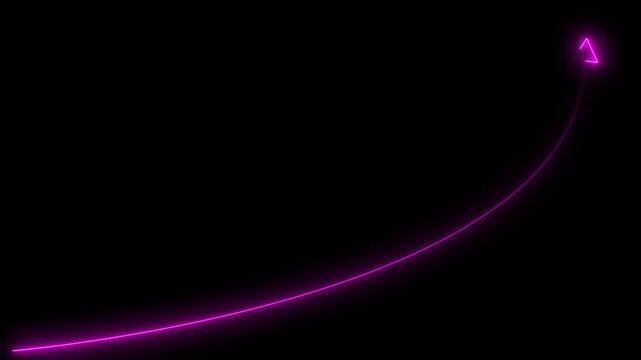 Neon red arrow growth Up icon on background. business graph animation arrow symbol concept.