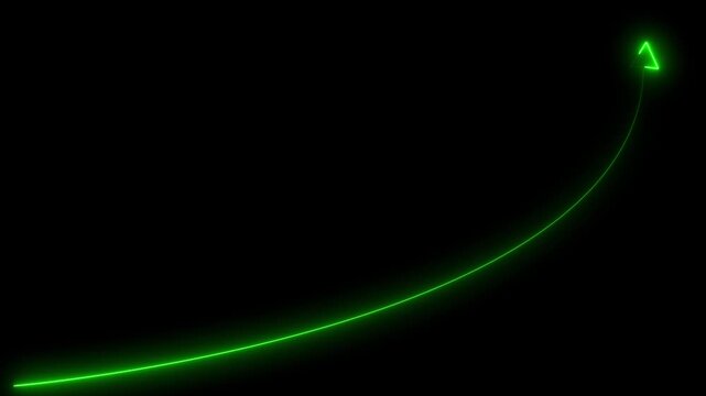 Neon red arrow growth Up icon on background. business graph animation arrow symbol concept.