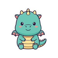 Obraz premium Adorable Cartoon Dragon Illustration