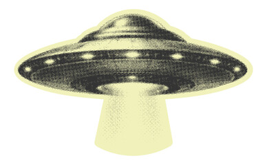 Vintage Mushroom Halftone Illustration isolated on transparent background, Generative AI