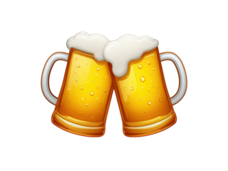 Two beer mugs with foam on top, one is empty and the other is full