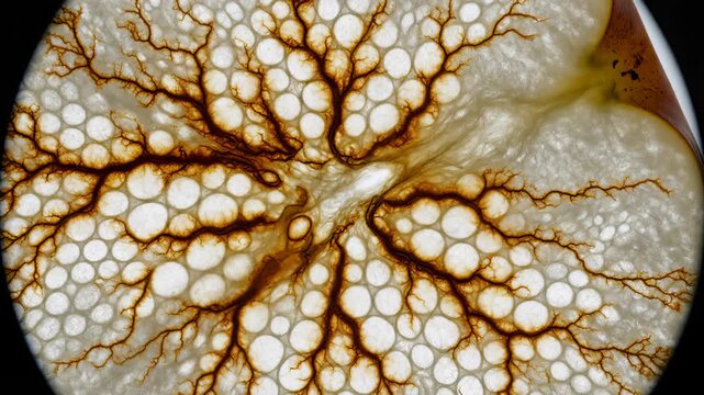 Citrus Fruit Veins Expand Under Microscope Close Up Detail Growth
