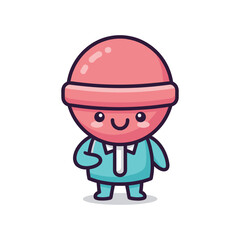 Cartoon pink egg character in business attire giving a thumbs up with a smile