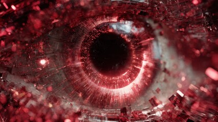 Cybernetic eye with glowing red details