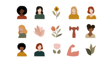 Diverse Women and Empowerment Icons