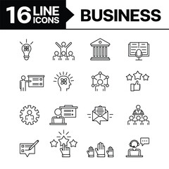  A simple, line-based icon set for business, including themes such as meetings, planning, business growth, and more.