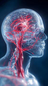 Human brain x-ray anatomy illustration in blue medical scan