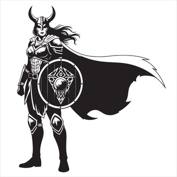 Bull vector illustration, virgin mary with jesus, Viking female warrior