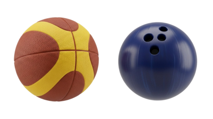 Basketball and Bowling Balls Together on White Background transparent background