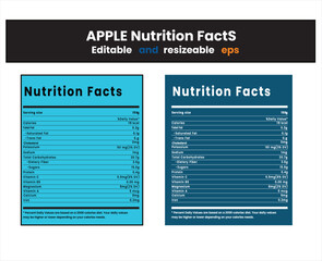 Apple Nutrition Fact Serving Size 150g Editable Food Label Design