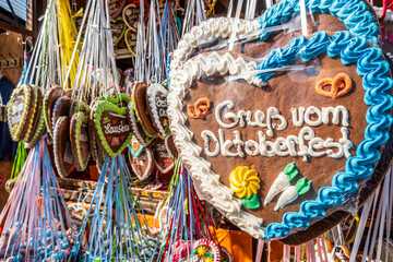 typical ginger bread heart at a kiosk