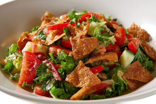 Fattoush vegan salad dish isolated on transparent background