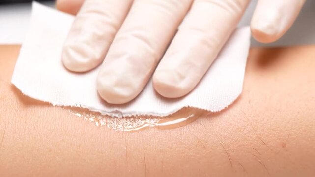 Close-up on translucent gel being applied to skin