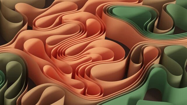 Curve the flow of the paper, 3d rendering 4k