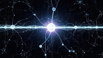 Glowing neural network connections in dark space