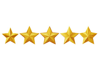 Fototapeta premium Five gold stars are lined up in a row
