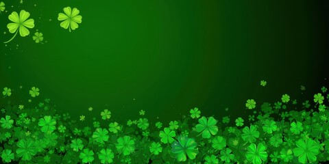 Four Leaf Clover Background with Green Gradient and Subtle Sparkles