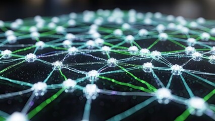 Obraz premium Glowing network connections with vibrant green and blue lines