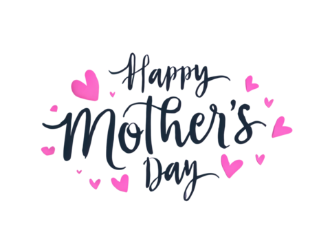 A happy mothers day sign with hearts and pink letters - Powered by Adobe