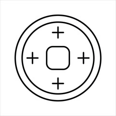 Traditional Chinese Coin Icon Representing Wealth and Good Fortune in Minimalist Line Art Style for Financial and Cultural Design Elements
