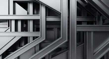 Abstract metallic structure with geometric interlocking shapes