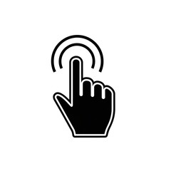 Obraz premium Touchscreen Hand Icon with Contact Signal in Black and White Minimalist Style