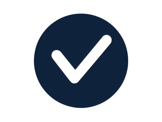 A blue and white check mark with a white line underneath it