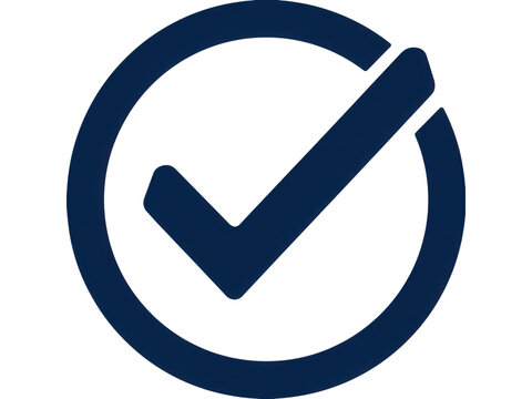 A blue check mark is on a white background