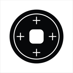 Minimalist black icon of an ancient Chinese coin, representing prosperity, wealth, and good fortune, a cultural symbol for financial well-being and success