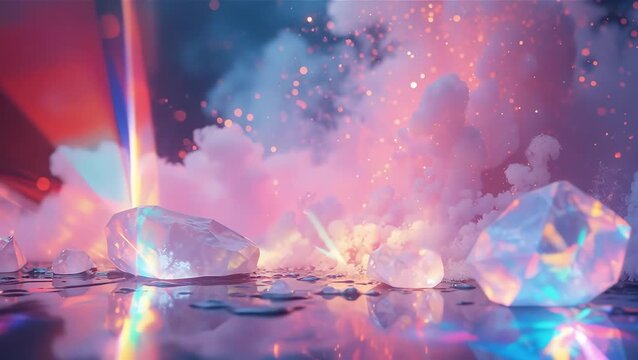 Colorful Crystal Formation with Ethereal Background in Stunning Colors