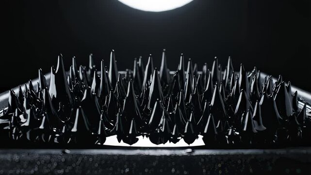 Black Ferrofluid Forms Spikes in Electromagnetic Field Manipulation