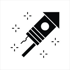 Vibrant firework rocket icon illustration, depicting a celebratory moment with sparkling effects, ideal for party invitations, event promotions, and festive decorations