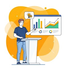 Business Man Presenting Data Charts in Modern Conference Room