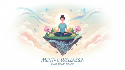 Obraz premium Mindfulness and mental clarity on a serene floating island, embracing inner peace and tranquility