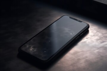 Dark Textured Surface Smartphone Mockup | Minimal Device Display Template mobile phone on black background