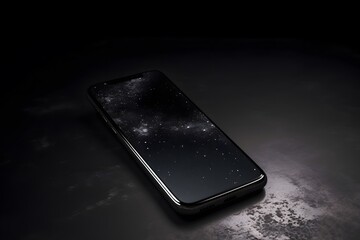 Elegant Dark Smartphone Mockup on Textured Surface | Minimal Branding Scene smart phone on black background
