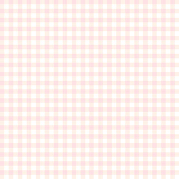 Soft pastel pink and white gingham seamless pattern. Classic checkered background for nursery decor, spring textiles  and  stationery.